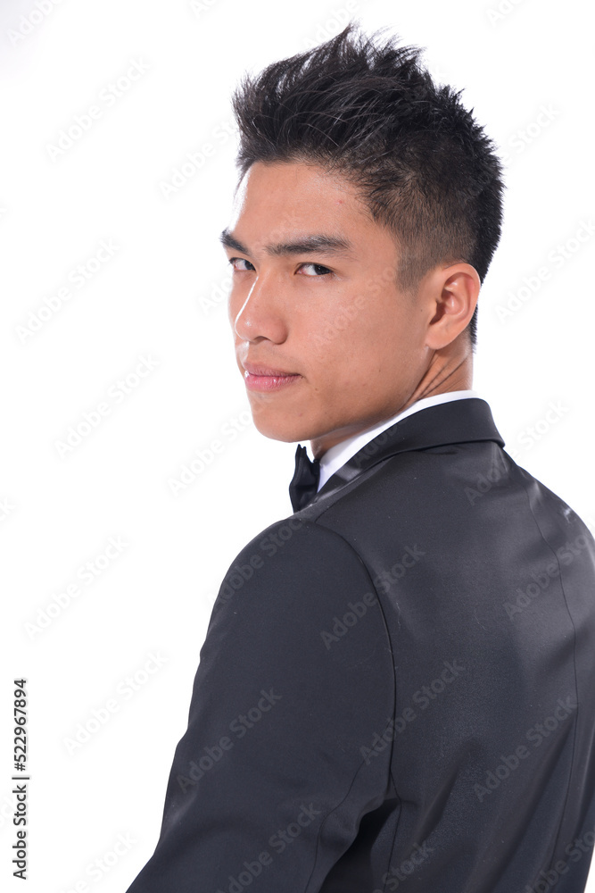 Handsome young business man
wear formal suit with black tie, Businessman portrait Isolated on white background
Handsome young business man
wear formal suit with black tie, Businessman portrait Isolated on white background