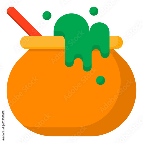 Pot witch cauldron potion halloween - flat icon