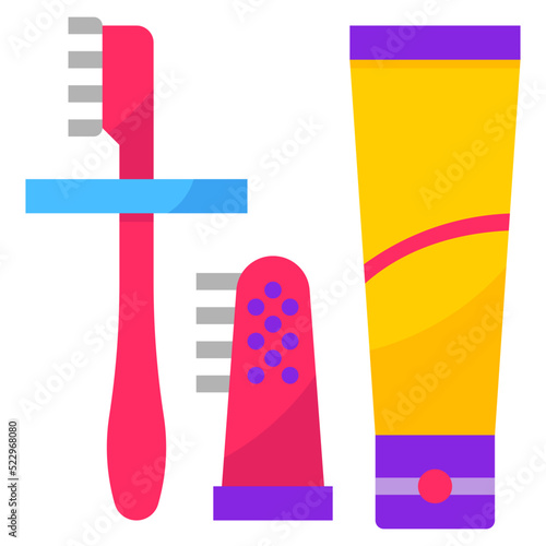 Toothbrush,toothpaste,hygiene,baby,accessories - flat icon