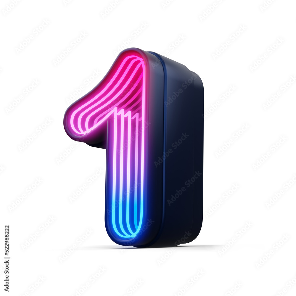 3d number with colorful neon light inside, 3d rendering 3d number with colorful neon light inside, 3d rendering