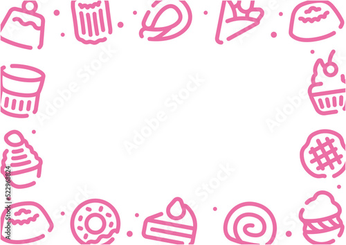 Sweets and cake pattern background for graphic design.A-size horizontal frame.