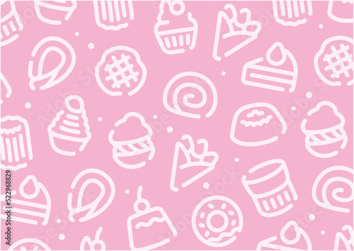 Sweets and cake pattern background for graphic design.A-size horizontal.