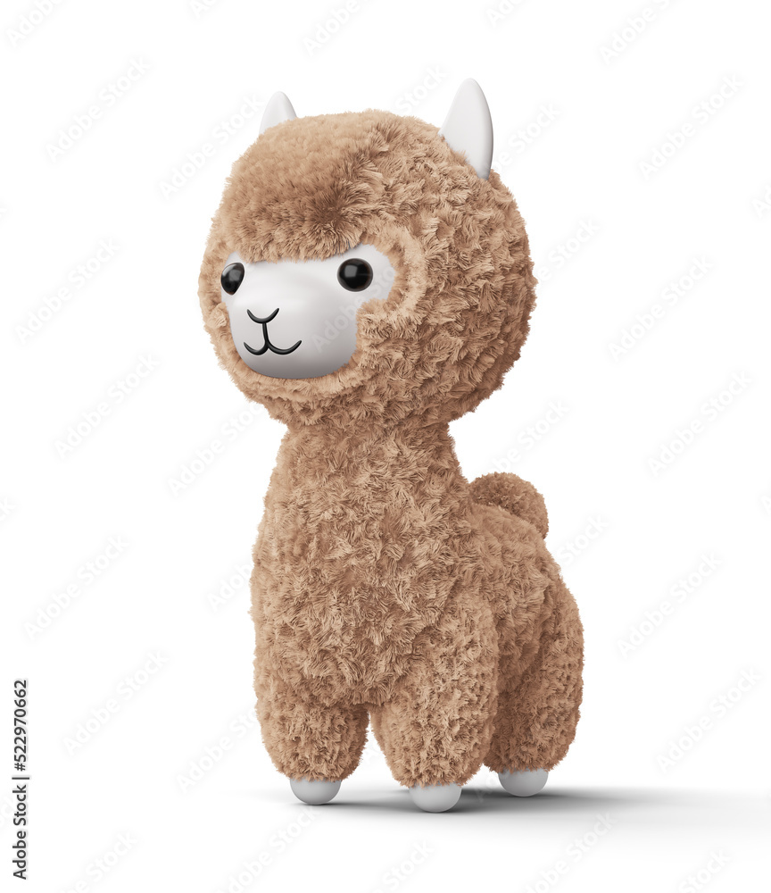 Fototapeta premium Happy cute alpaca, 3d rendering illustration