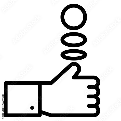 Coin flipping game betting spin - outline icon