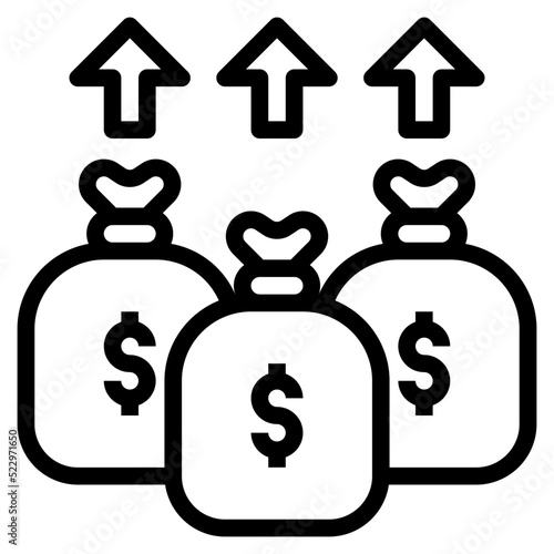 Income money bag rich investment - outline icon