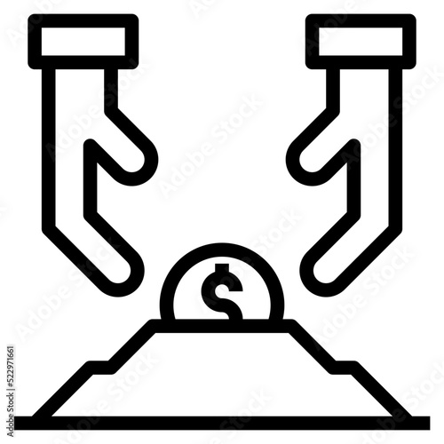 Investment bury take money - outline icon