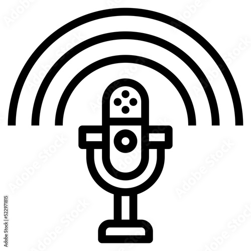 Podcast microphone news speech multimedia - outline icon