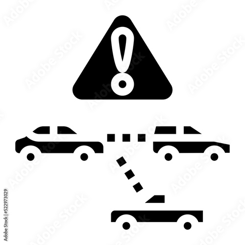 Collision avoidance warning ai artificial intelligence - solid icon
