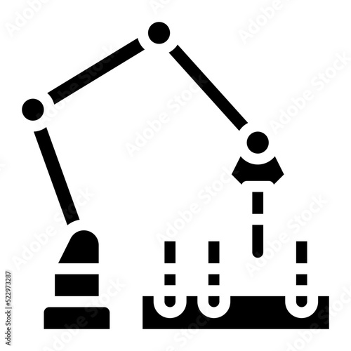 Laboratory test robot arm ai - solid icon