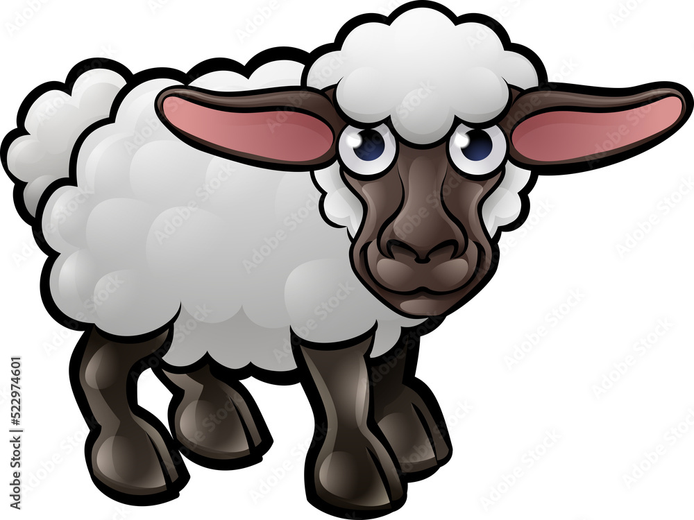 A sheep farm animals cartoon character A sheep farm animals cartoon character