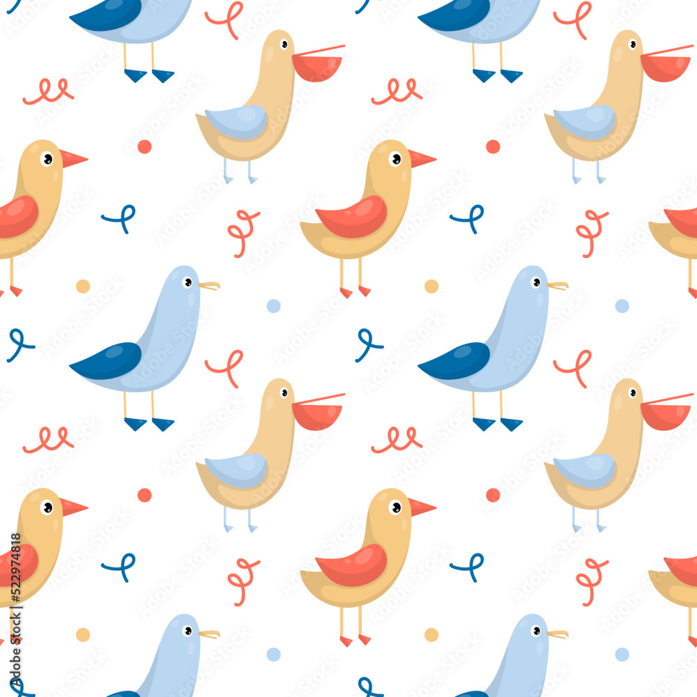 Obraz premium Vector pattern with different birds