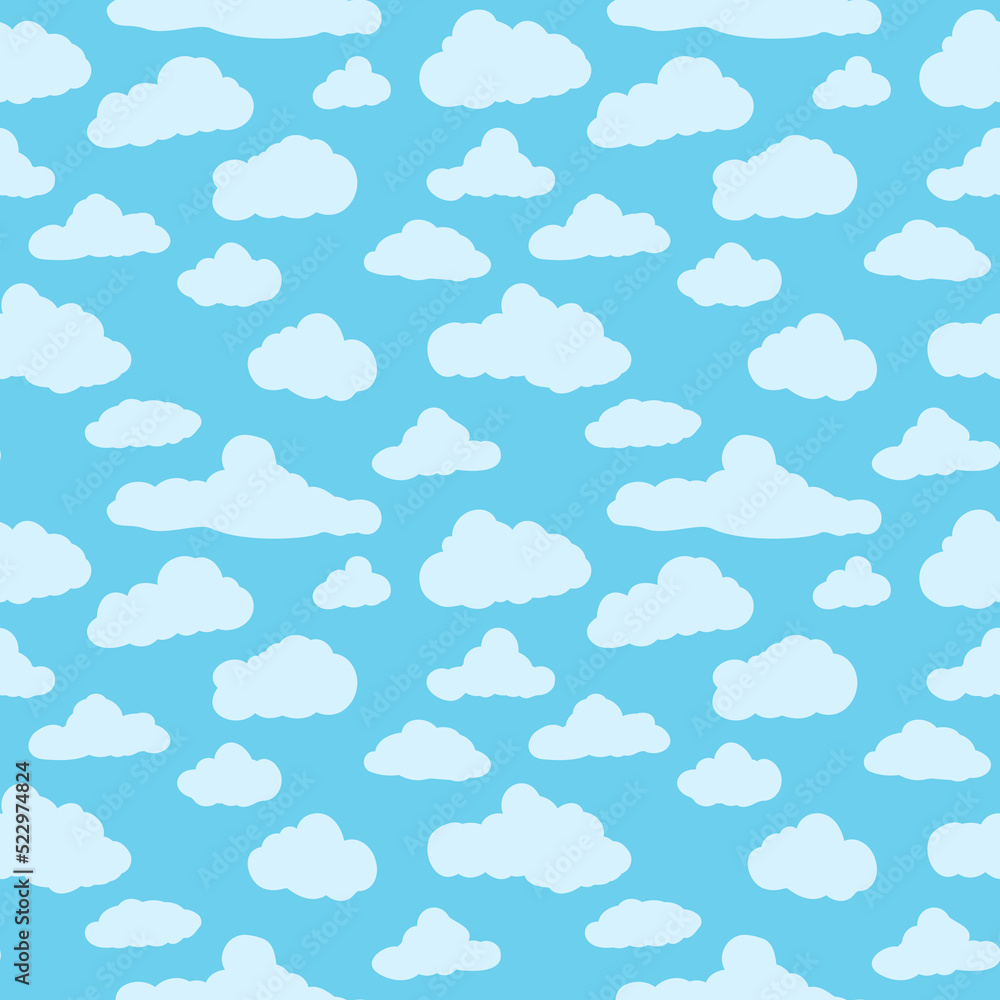 Vector pattern with blue clouds