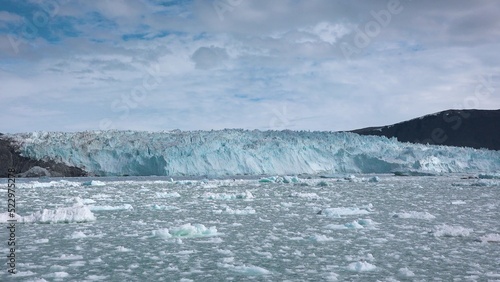 Greenland. Icebergs in Disco Bay. Landscapes of polar nature.