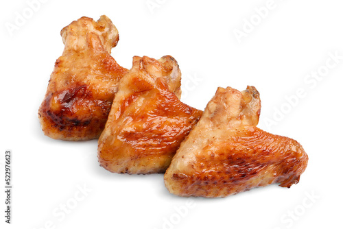 Delicious fried chicken wings isolated on white background