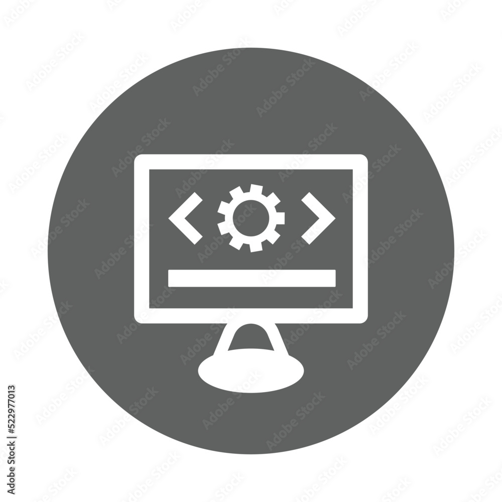 Web development icon. Gray vector graphics. Web development icon. Gray vector graphics.