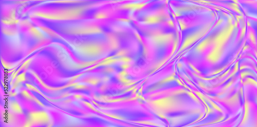 Iridescent background of bright colors and waves. Stroboscopic psychedelic image. Pink, blue and yellow colors background for banner