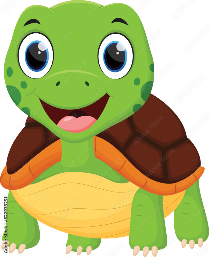 Obraz premium Cartoon Happy turtle isolated on white background