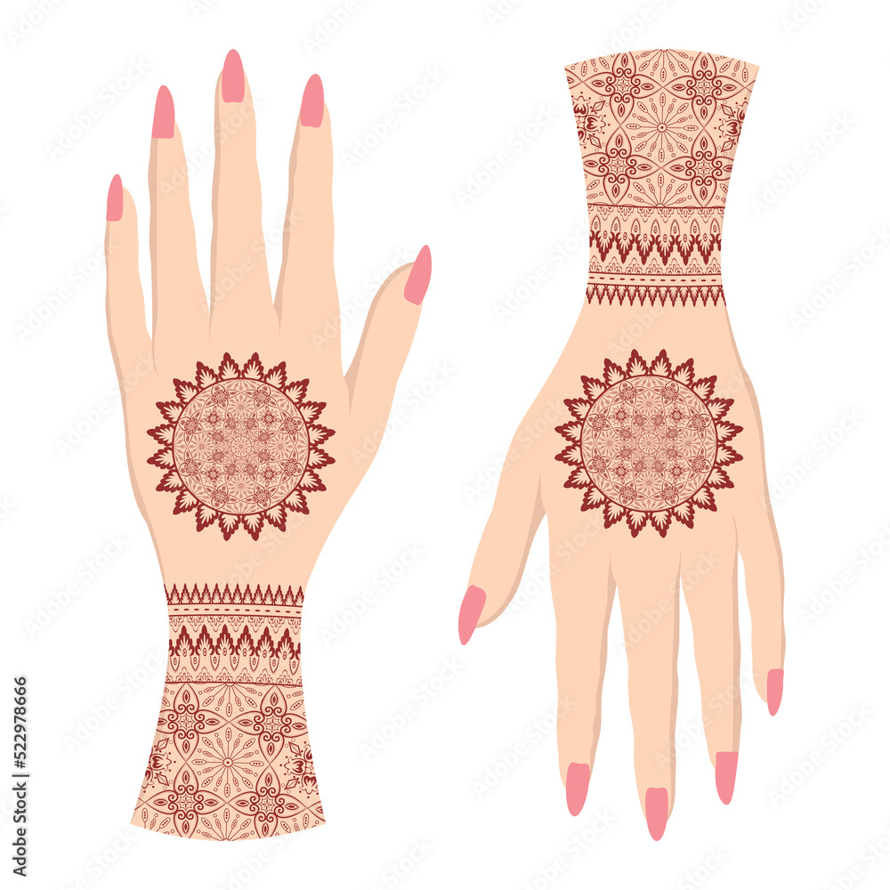 Hand Mandala Henna Tattoo Pattern Art Design