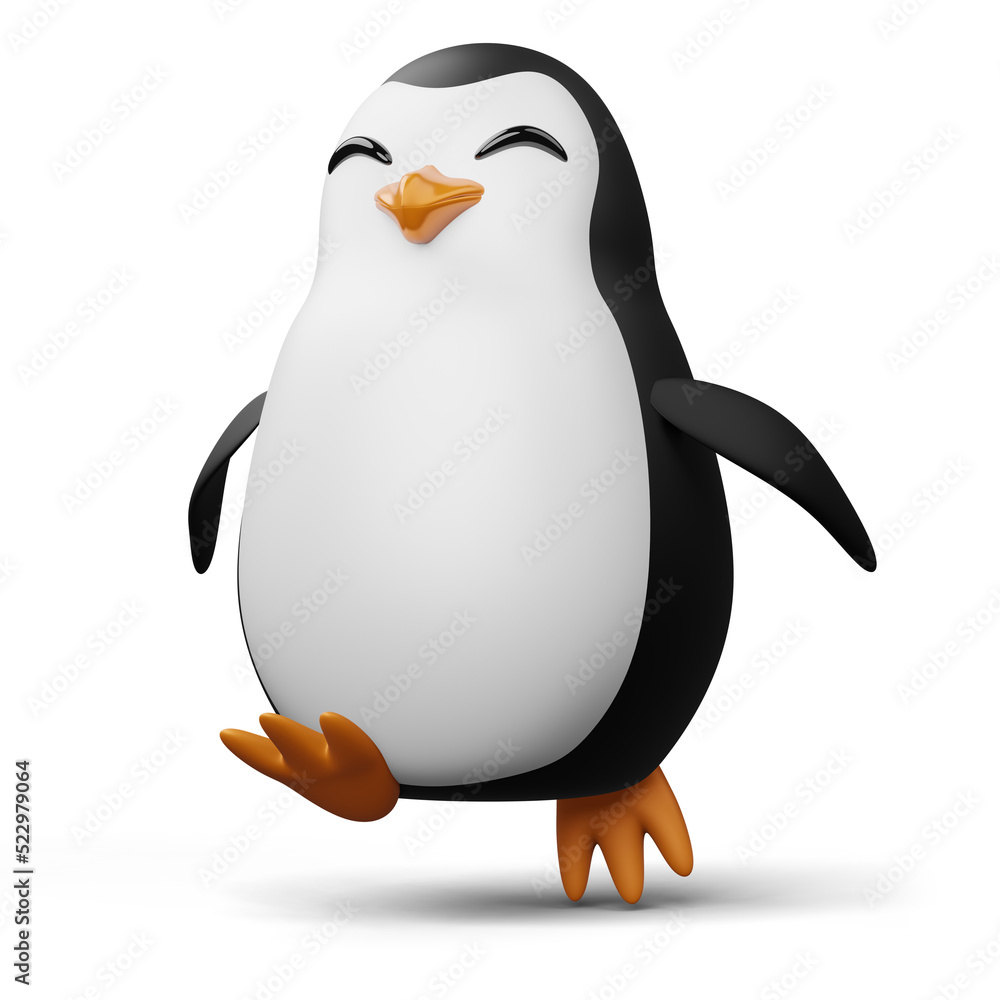 Obraz premium Cute penguin, cute animal, 3d rendering illustration