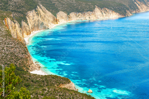 Landscape with Fteri beach on Kefalonia, Ionian island, Greece