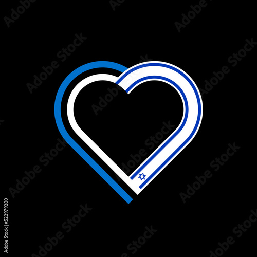unity concept. heart ribbon icon of estonia and israel flags. vector illustration isolated on black background