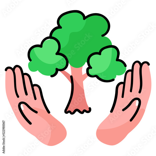A captivating doodle sticker of save tree 