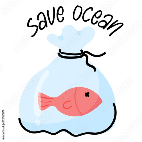 A well-designed sticker of save ocean 