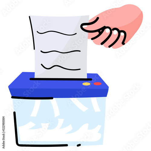 A flat sticker of paper shredder 