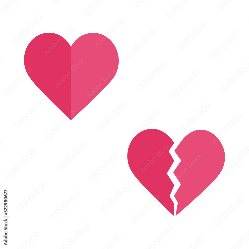 two hearts, minimalist vector icons