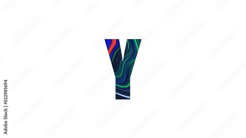 Letter Y from animated abstract colorful lines isolated on white background Letter Y from animated abstract colorful lines isolated on white background