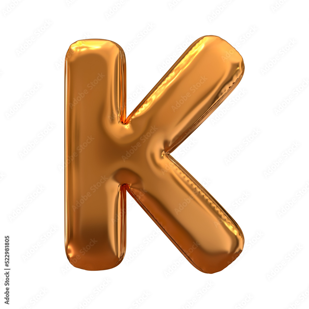 3d Golden balloon alphabet letter K 3d Golden balloon alphabet letter K