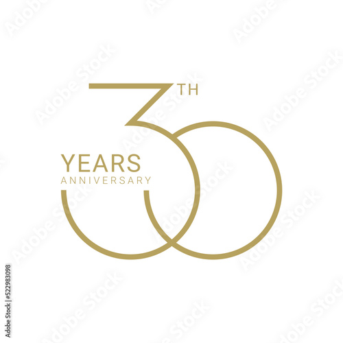 30, 30th Years Anniversary Logo, Vector Template Design element for birthday, invitation, wedding, jubilee and greeting card illustration.