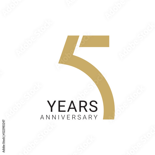 5, 5th Years Anniversary Logo, Vector Template Design element for birthday, invitation, wedding, jubilee and greeting card illustration.