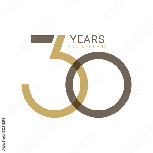 30, 30th Years Anniversary Logo, Vector Template Design element for birthday, invitation, wedding, jubilee and greeting card illustration.