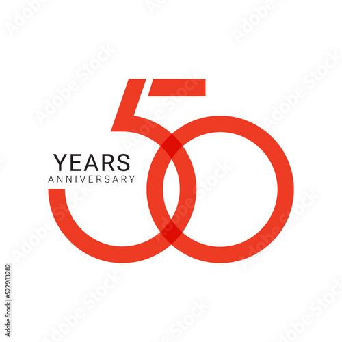 50th, 50 Years Anniversary Logo, Golden Color, Vector Template Design element for birthday, invitation, wedding, jubilee and greeting card illustration.