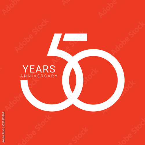 50th, 50 Years Anniversary Logo, Golden Color, Vector Template Design element for birthday, invitation, wedding, jubilee and greeting card illustration.