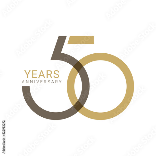 50th, 50 Years Anniversary Logo, Golden Color, Vector Template Design element for birthday, invitation, wedding, jubilee and greeting card illustration.