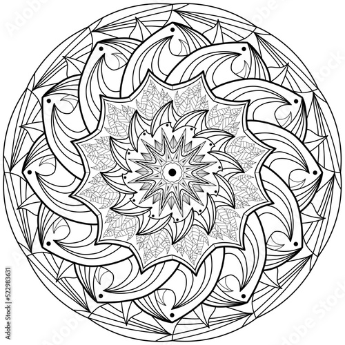 mandala geométrico y floral para colorear