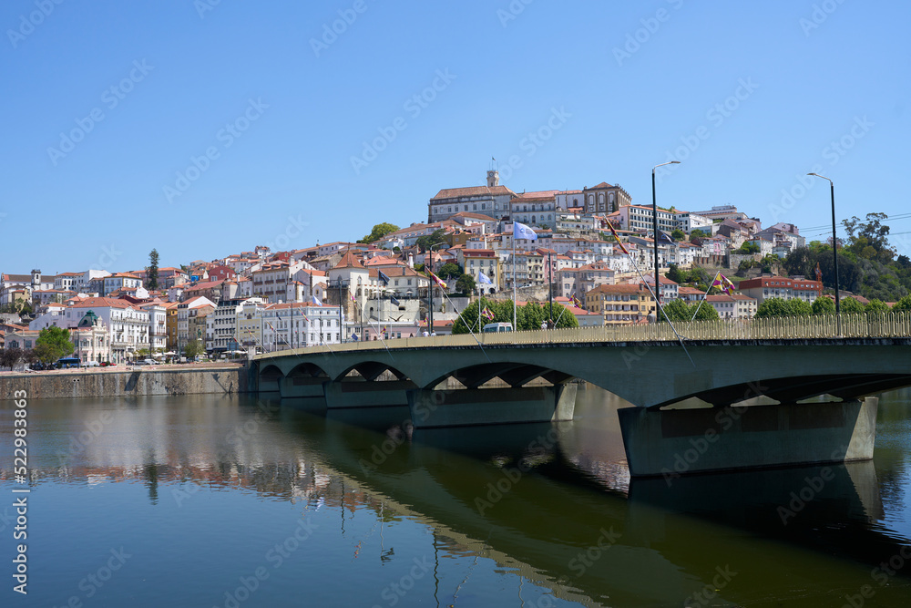 Santa Clara bridge over Mondego river in Coimbra city in Portugal