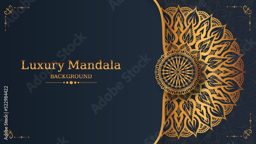 Luxury royal golden mandala background with borders for invitation and wedding card