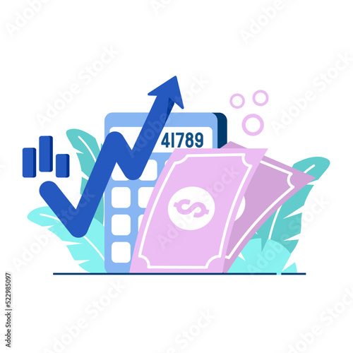 inflation reduction act icon flat Illustration for business finance chart percent coin dollar bill perfect for ui ux design, web app, branding projects, advertisement, social media post photo