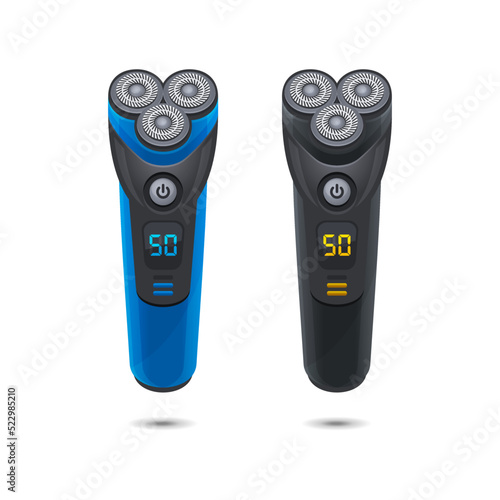 Modern Electric Razor with Triple Blade Head. Vector