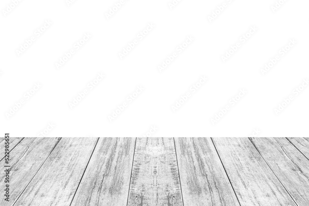 Fototapeta premium Empty white wooden table top isolated on white background