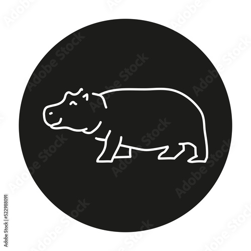 Hippopotamus color line illustration