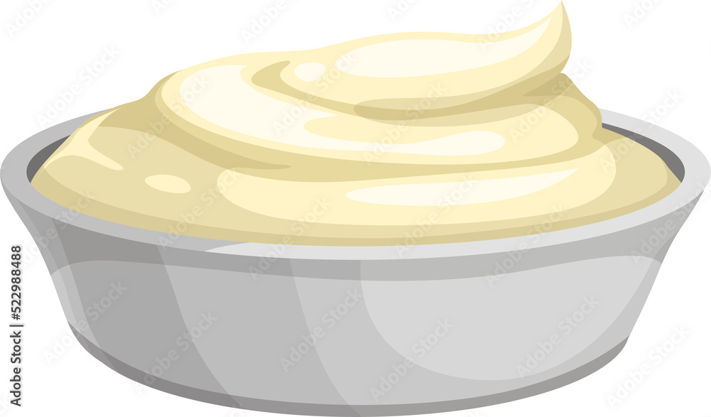 Bowl with sauce, cream, mayonnaise, yogurt in cup - obrazy, fototapety, plakaty 