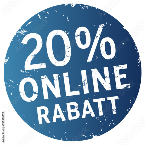 blauer Button 20% Online-Rabatt zerkratzt