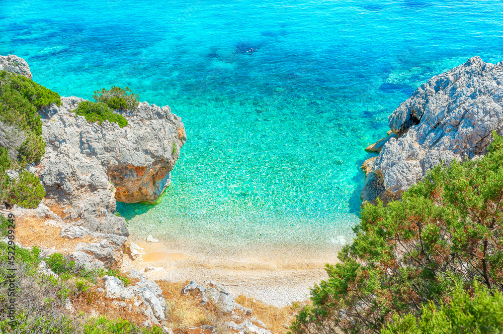Landscape with  Kato Lagadi Beach in Kefalonia, Ionian island, Greece