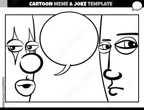 black and white cartoon meme template with clown and man