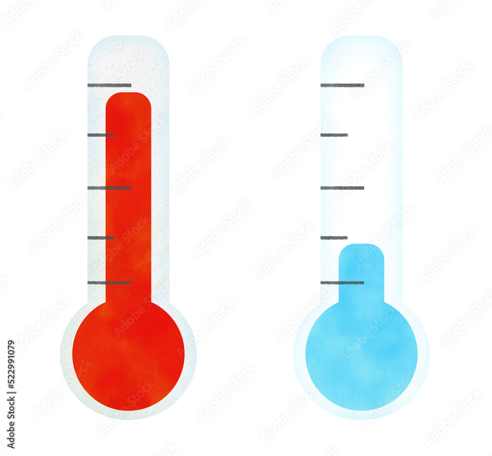 Hot and cold temperature watercolor illustration - obrazy, fototapety, plakaty 