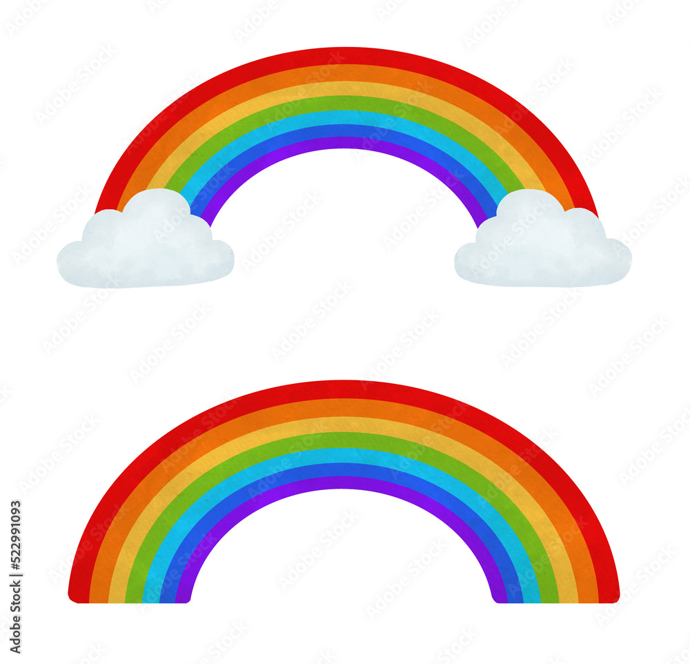 Rainbow with cloud watercolor illustration Rainbow with cloud watercolor illustration
